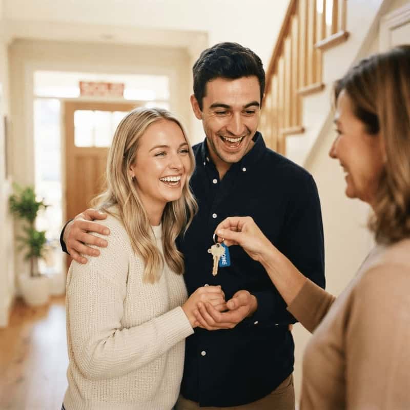 Happy homebuyers receiving their keys